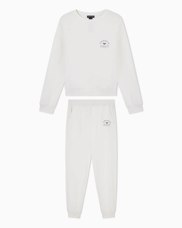 EMPORIO ARMANI Women's ICONIC TERRY TRACKSUIT SET Beige L