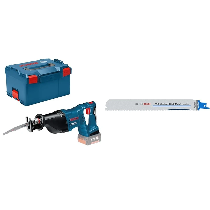 Bosch Professional 18V System Cordless Reciprocating Saw GSA 18 V-LI + 2X PRO Medium-Thick Metal S1137BEF Precise Reciprocating Saw Blade (Metal Pipes & Profiles, Non-Ferrous Metals, 225 mm)