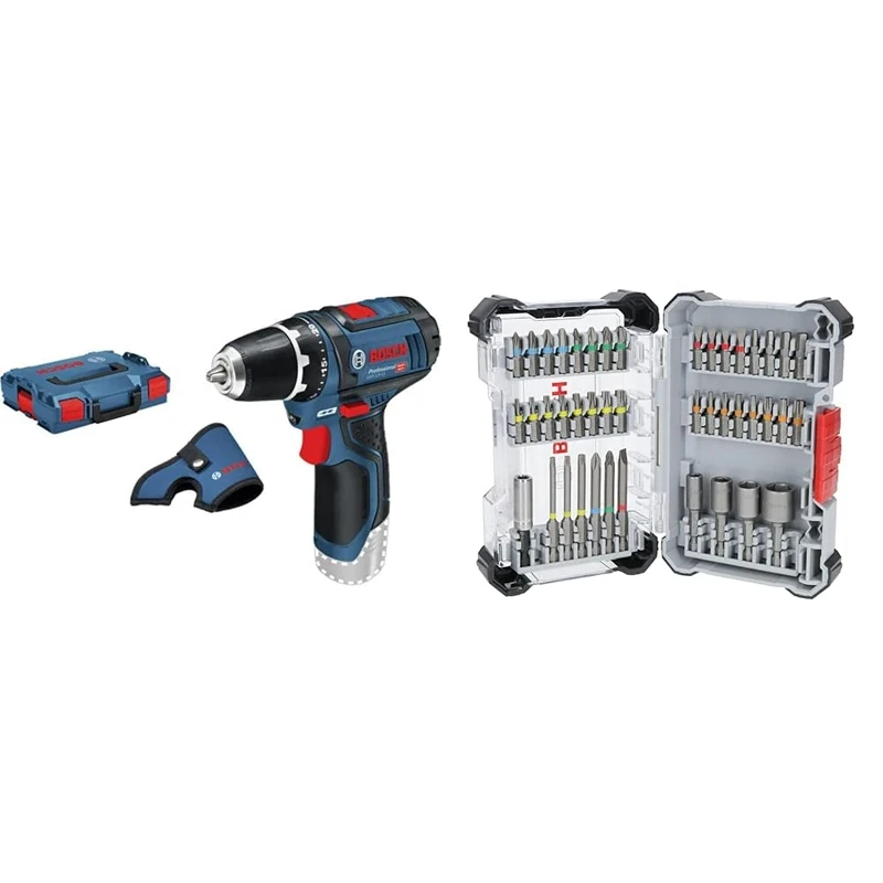 GSR 12V-15 (Body Only, L-Boxx) 12V D/Driver + 43x Extra Hard Screwdriver Bit Set, 43-Piece (197 x 110.5 mm, Professional Accessories Screwdriver, Drill)
