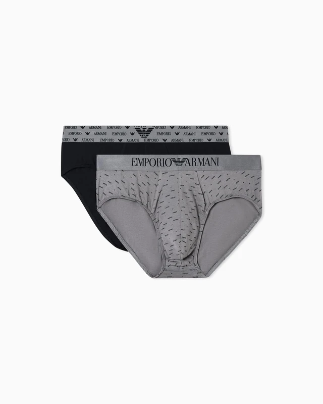 Emporio Armani Men's Pattern Mix 2-Pack Brief Grey XL