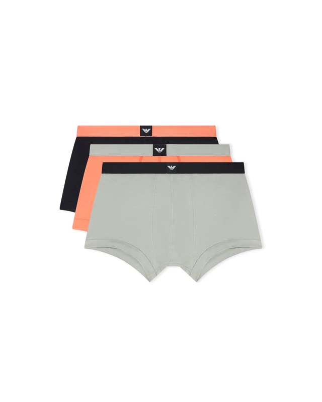 Emporio Armani Men's Essential LOGOLABEL 3-Pack Trunk Black L