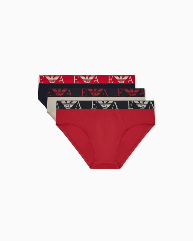 Emporio Armani Men's Bold Monogram 3-Pack Brief Beige L