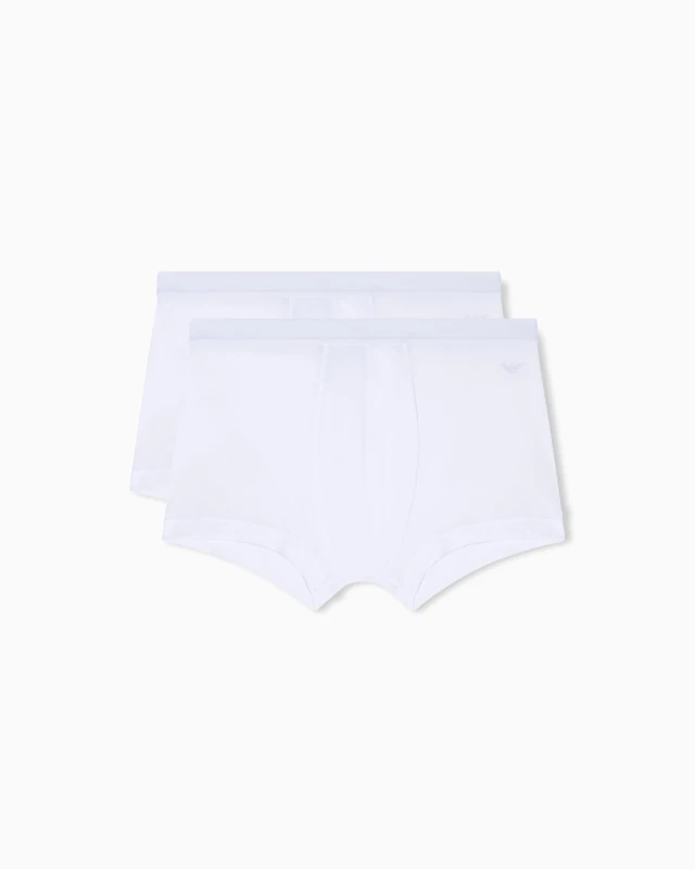 EMPORIO ARMANI Men's PIMA Cotton 2-Pack Trunk White L