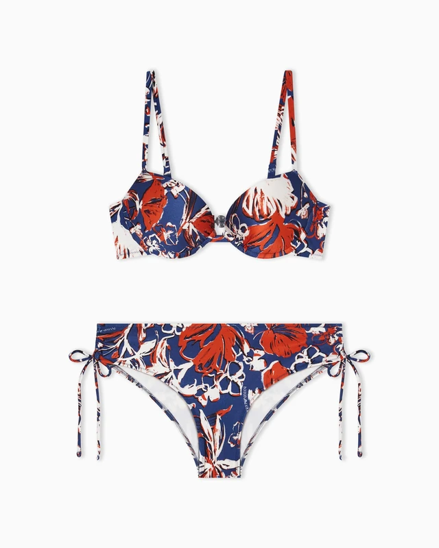 Women's LOGOMANIA Push UP Bra+Brief Bikini Blue XL