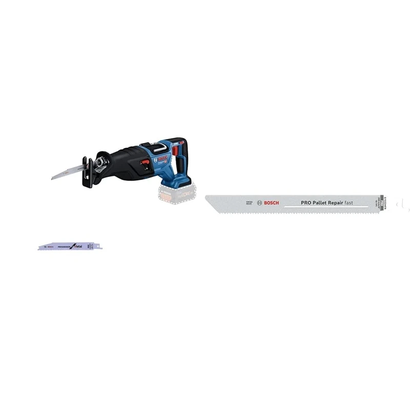 Bosch Professional 18V System BITURBO Cordless Reciprocating Saw GSA 18V-28 + 5X PRO Pallet S1022HFR Repair Fast Reciprocating Saw Blade (for Steel, Wood with Nails, Length 200 mm)