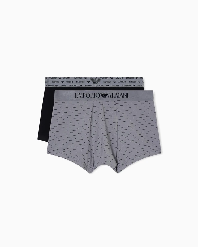 Emporio Armani Men's Pattern 2-Pack Trunk Grey M