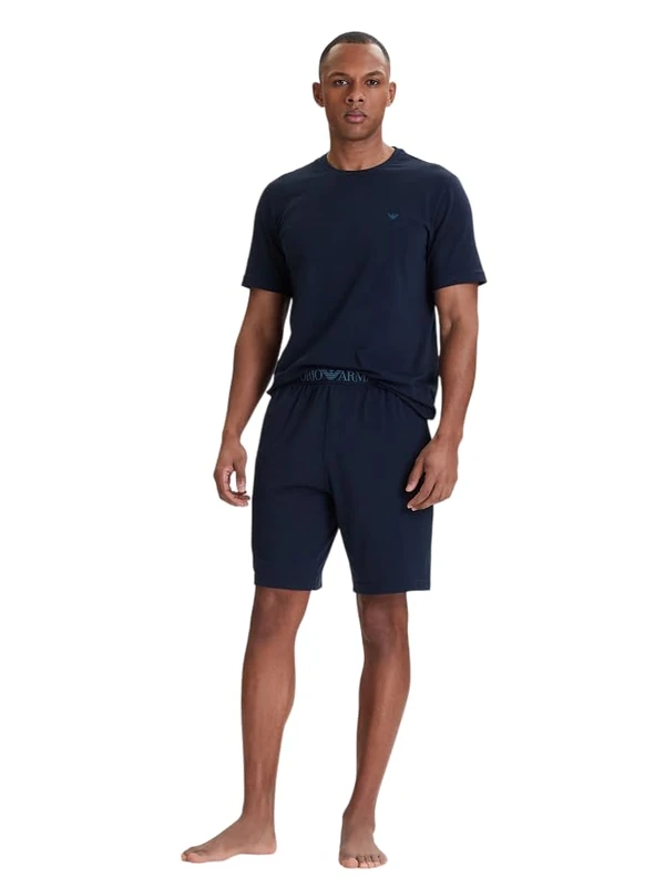 EMPORIO ARMANI Men's ENDURANCE T-SHIRT+SHORTS PYJAMA Blue S