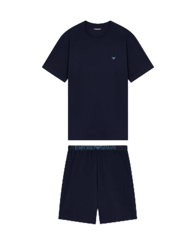 Emporio Armani Men's ENDURANCE T-SHIRT+SHORTS PYJAMA Blue XL