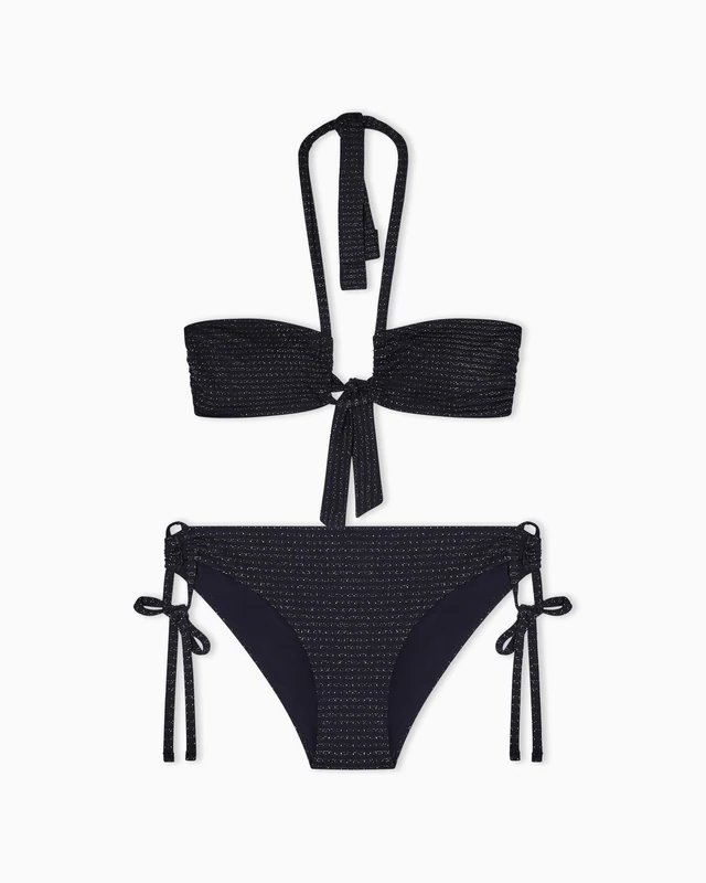 Women's Lurex Bandeau+Brief Bikini Black L
