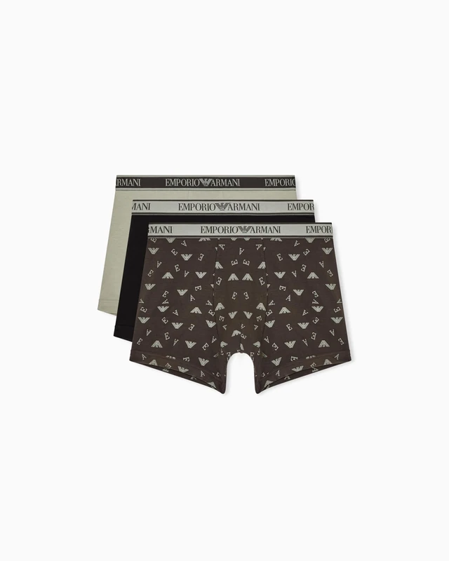 EMPORIO ARMANI Men's CORE Logoband 3-Pack Boxer Green S