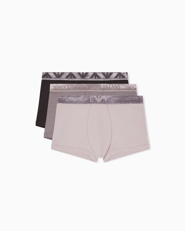 EMPORIO ARMANI Men's Shiny Logoband 3-Pack Trunk Brown S