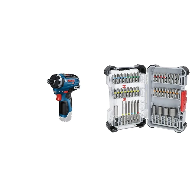 Bosch Professional 12V System GSR 12V-35 HX Cordless Drill/Driver (Without Rechargeable Battery and Charger) + 43x Extra Hard Screwdriver Bit Set (197 x 110.5 mm, Accessories)