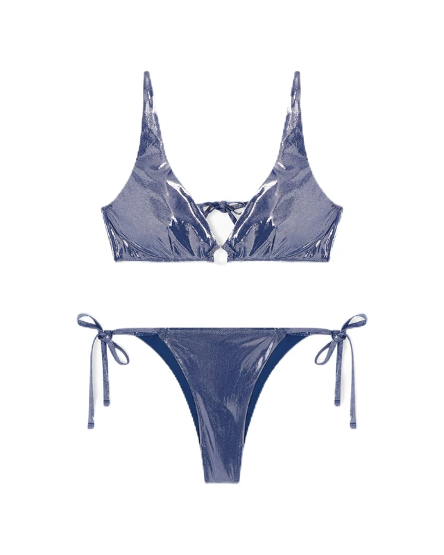 Women's Under The SEA Triangle+Brazilian Bikini Blue L