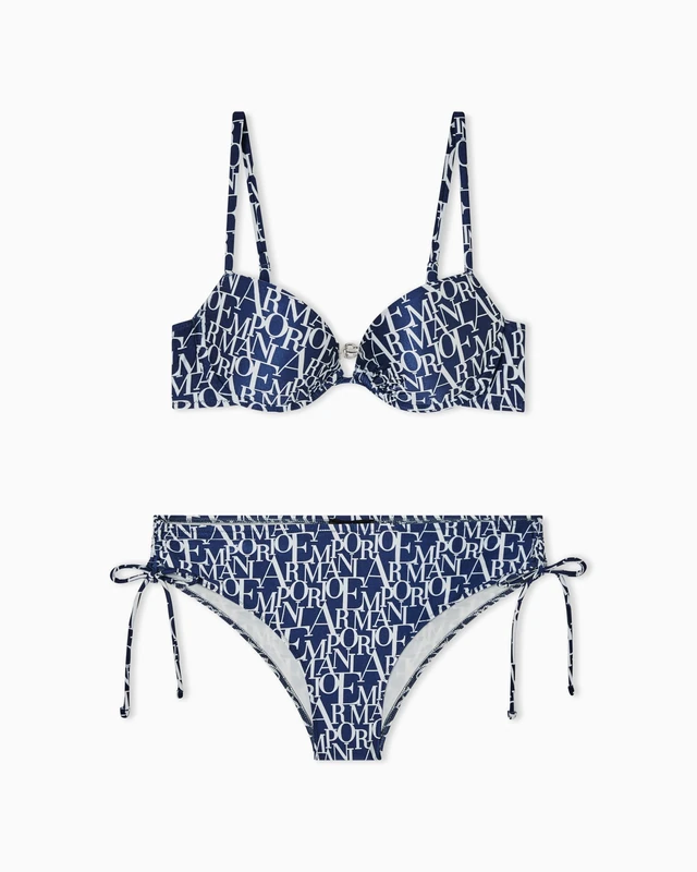 Women's LOGOMANIA Push UP Bra+Brief Bikini Blue S