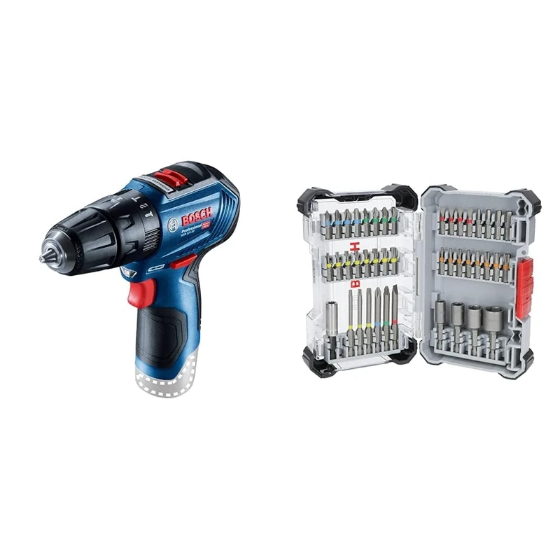 Bosch – Impact Driver 12 V Li-Ion Without Battery or Charger GSB 12 V-30 + 43x Extra Hard Screwdriver Bit Set, 43-Piece (197 x 110.5 mm, Professional Accessories Screwdriver, Drill)