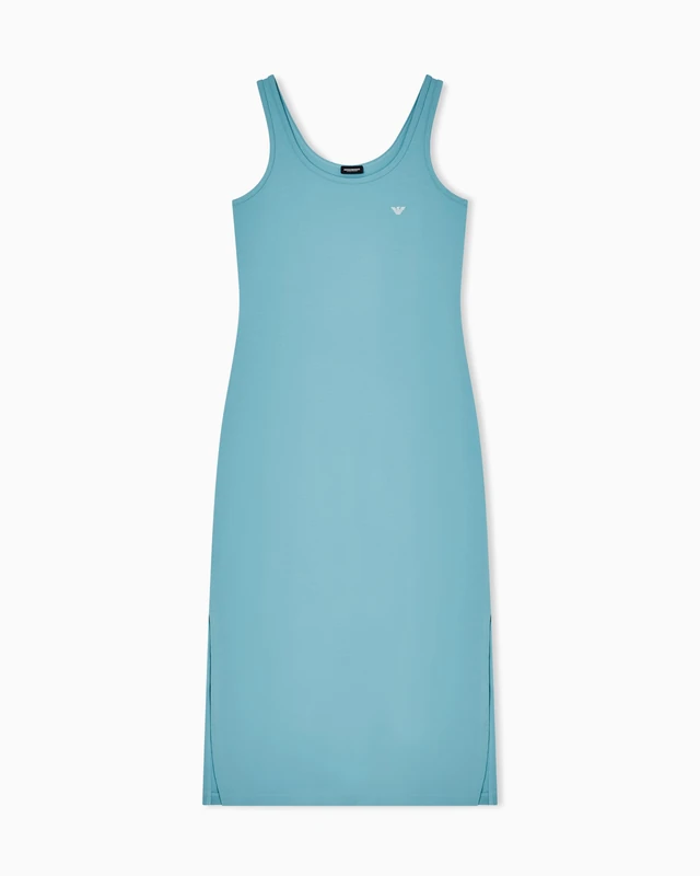 Emporio Armani Women's EVERYDAY COTTON LONG DRESSING GOWN Blue XL