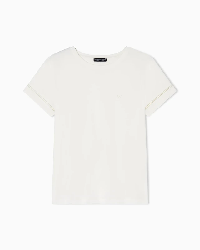 Women's Seersucker Crew Neck T-Shirt Beige S