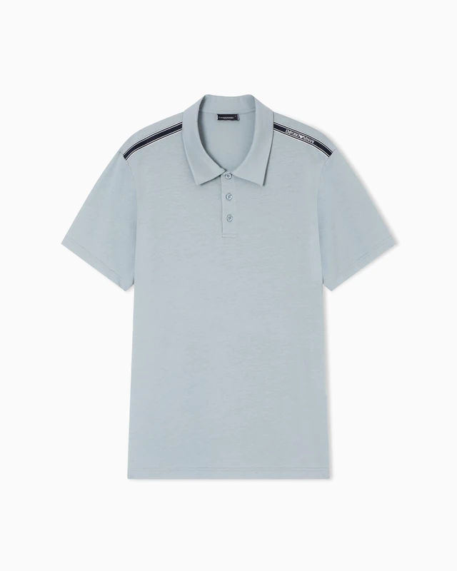 Emporio Armani Men's LOGOTAPE Polo Blue L