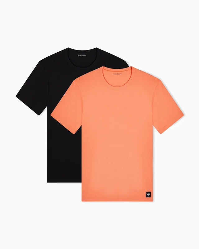 Men's Essential LOGOLABEL 2-Pack Crew Neck T-Shirt Black XXL
