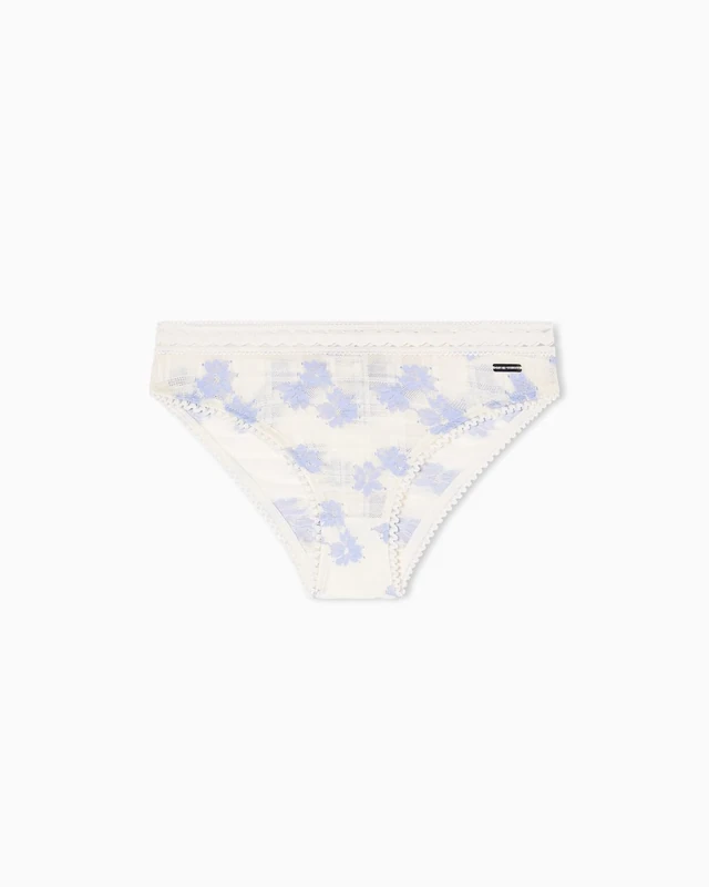 EMPORIO ARMANI Women's Vichy LACE Brief Blue S