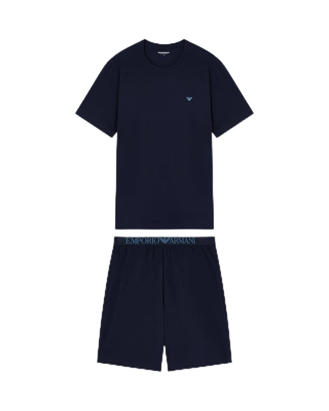 Emporio Armani Men's MEGALOGO T-SHIRT+SHORTS PYJAMA Grey S - Image 1