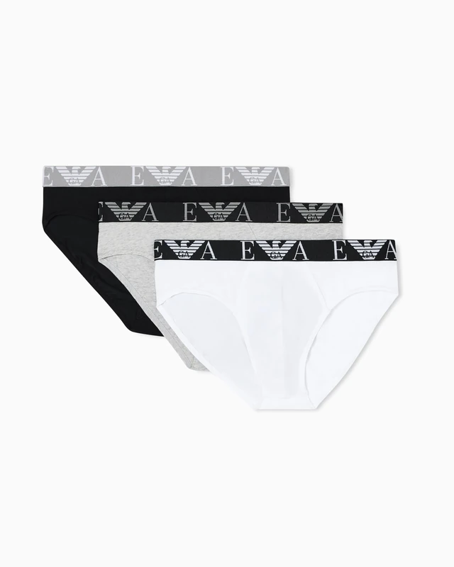 Emporio Armani Men's Bold Monogram 3-Pack Brief Black L