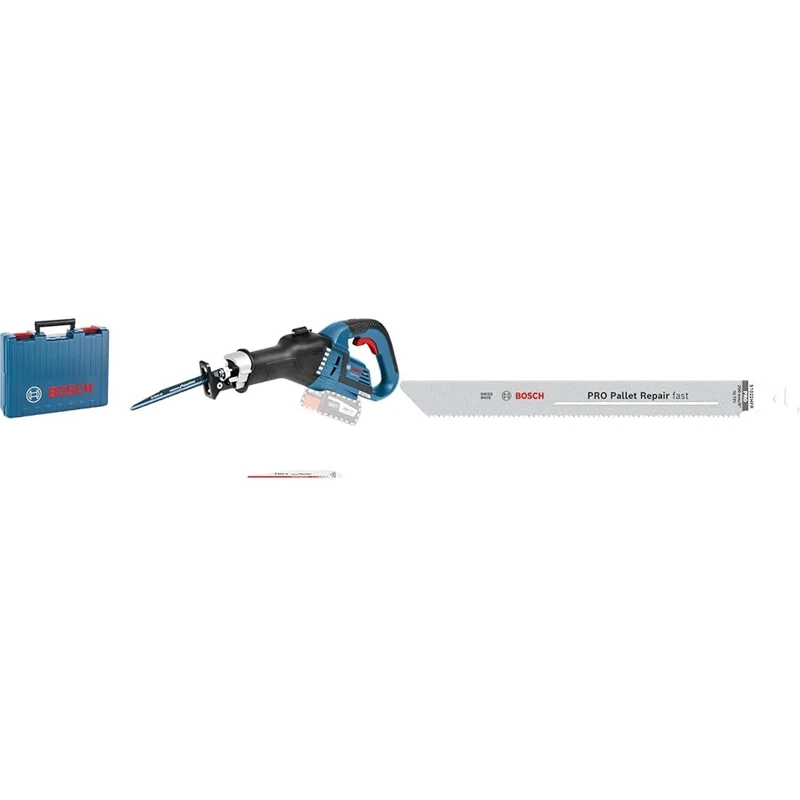 Bosch Professional 18V System Cordless Reciprocating Saw GSA 18V-32 + 5X PRO Pallet S1022HFR Repair Fast Reciprocating Saw Blade (for Steel, Wood with Nails, Length 200 mm)