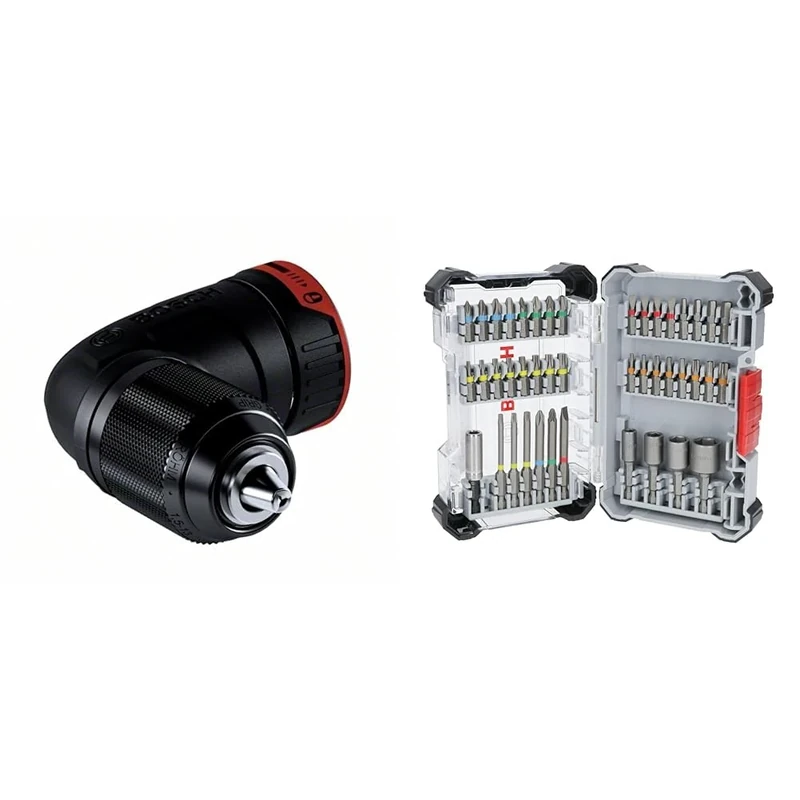 Bosch Professional FlexiClick Adapter GFA 18-WM (high Flexibility, it can be Locked in 16 Different Positions) + 43x Extra Hard Screwdriver Bit Set (197 x 110.5 mm, Accessories)
