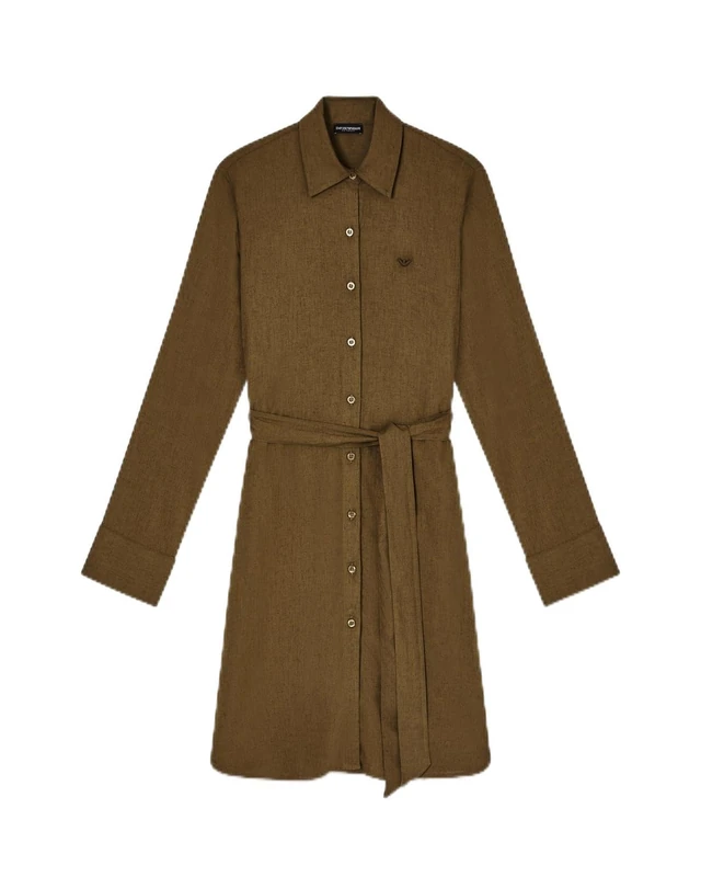 Emporio Armani Women's Linen Blend Dress Green S - Image 1