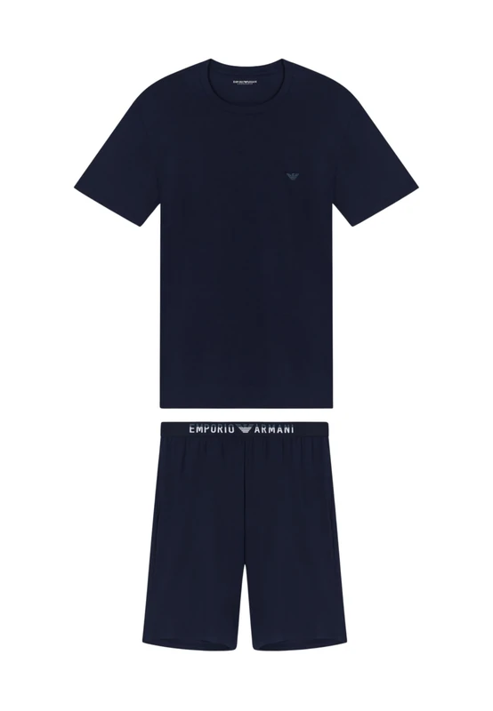 Emporio Armani Men's SOFT MODAL T-SHIRT+SHORTS PYJAMA Blue M