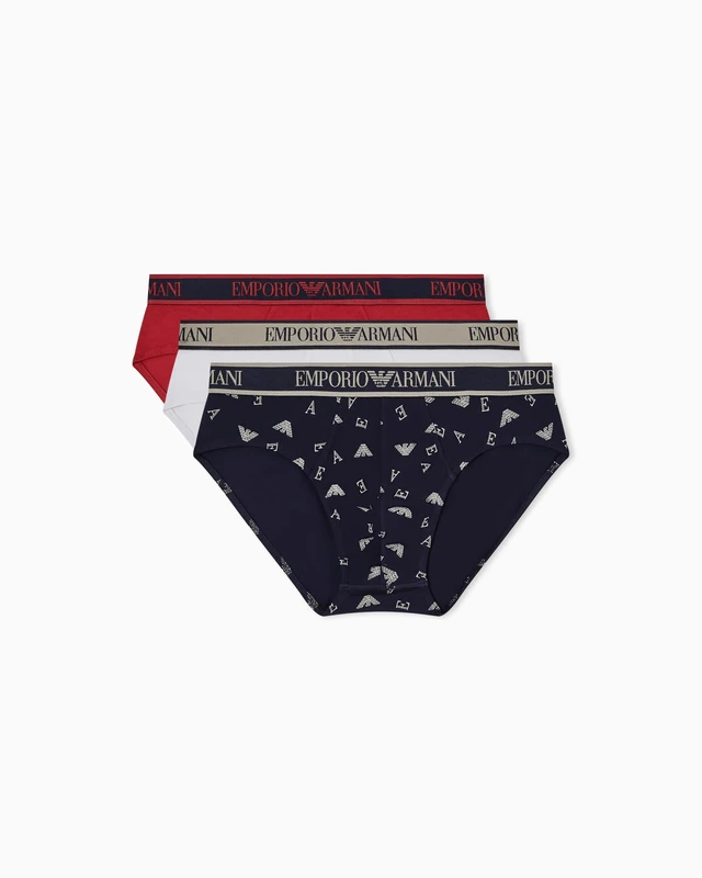 EMPORIO ARMANI Men's CORE Logoband 3-Pack Brief Red L