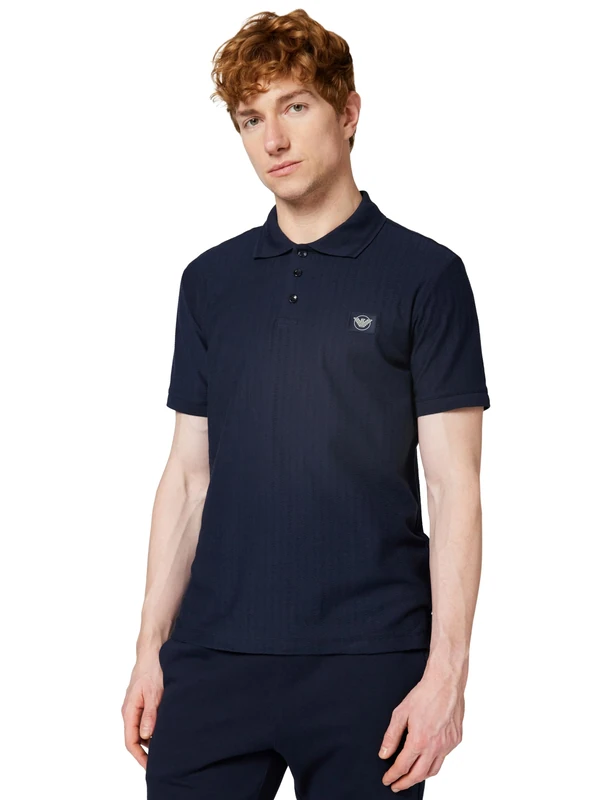 Emporio Armani Men's Satin Label Polo Blue L