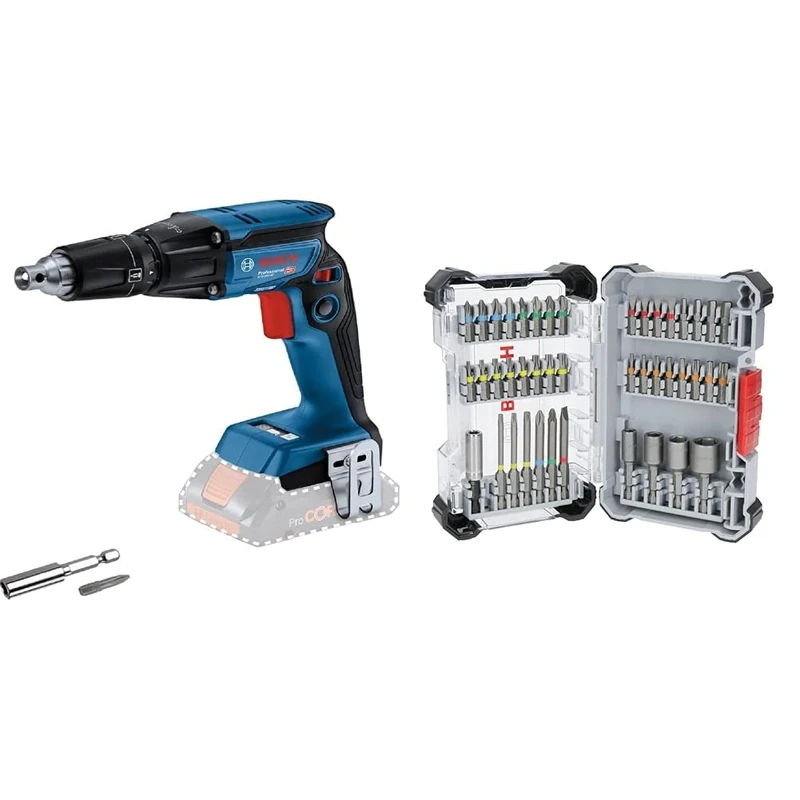 Bosch Professional 18V System Cordless Drywall Screwdriver GTB 18V-45 + 43x Extra Hard Screwdriver Bit Set (197 x 110.5 mm, Accessories)