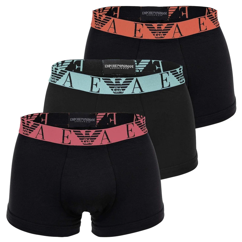 Emporio Armani Men's Bold Monogram 3-Pack Trunk Black XL