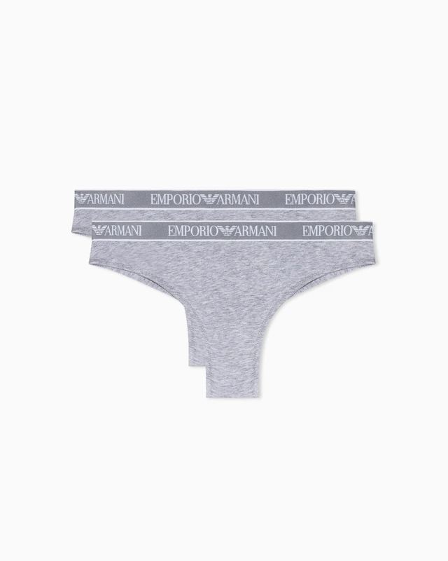EMPORIO ARMANI Women's Iconic Logoband 2-Pack Brazilian Grey S