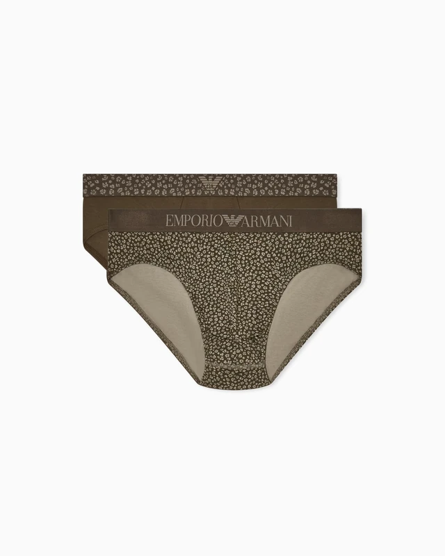 Emporio Armani Men's Pattern Mix 2-Pack Brief Green L