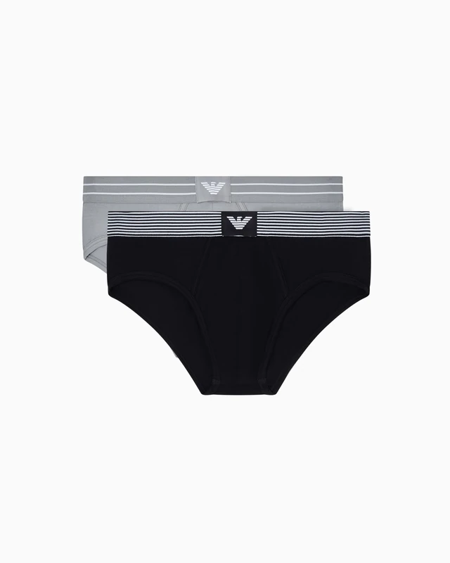 EMPORIO ARMANI Men's LOGOLABEL 2-Pack Brief Black L