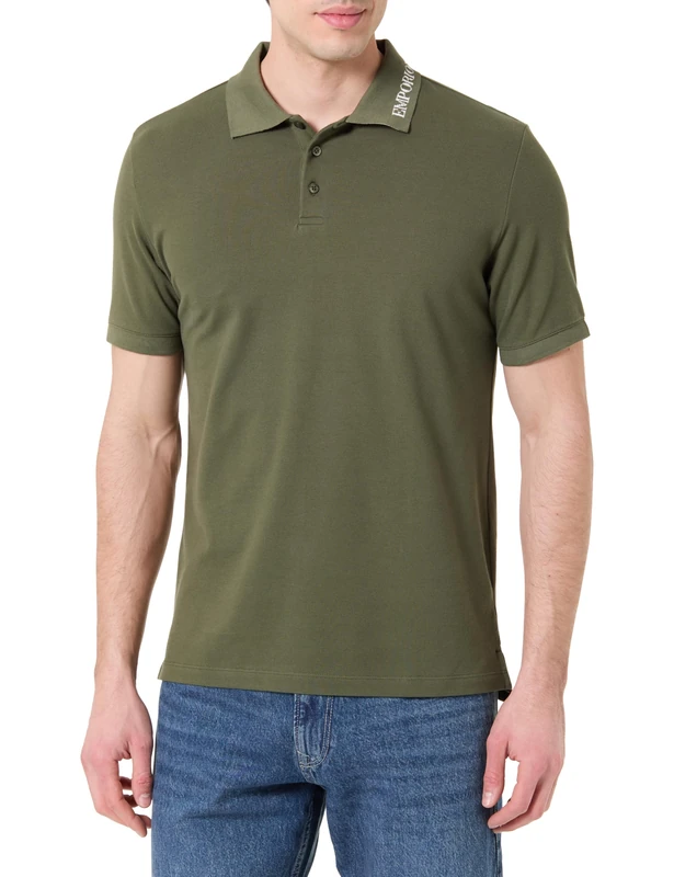 Emporio Armani Men's Embroidery Logo Polo Green L