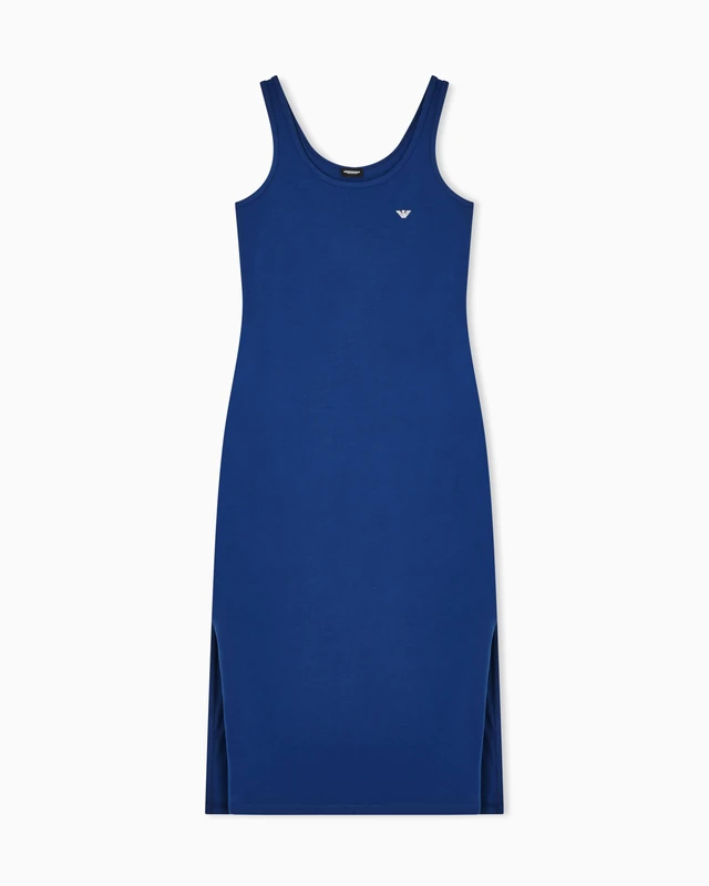 Emporio Armani Women's EVERYDAY COTTON LONG DRESSING GOWN Blue M