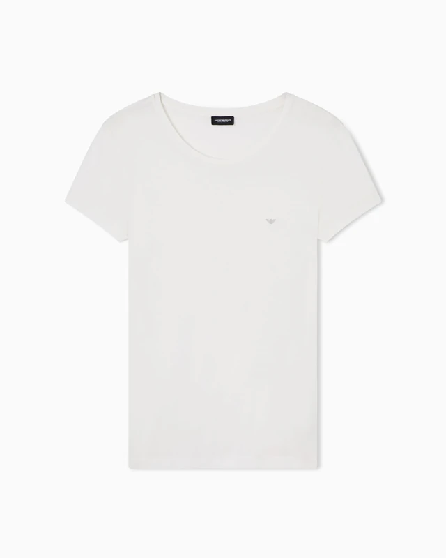 Emporio Armani Women's Essential Studs V Neck T-Shirt Beige L