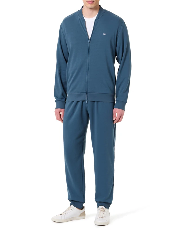 Emporio Armani Men's Terry Full Zip Tracksuit Set - Blue L