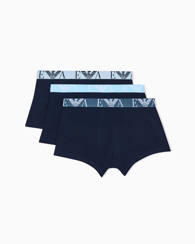 EMPORIO ARMANI Men's Bold Monogram 3-Pack Trunk Blue XXL