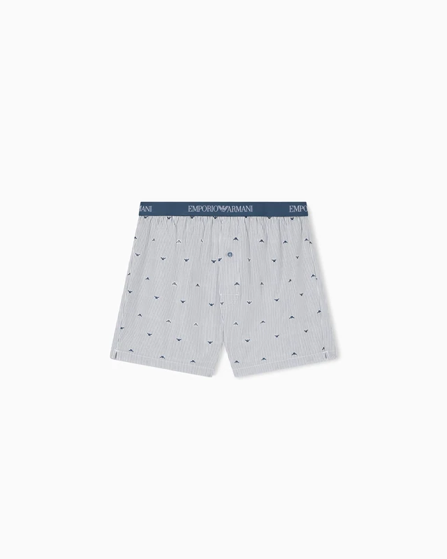 EMPORIO ARMANI Men's Yarn Dyed Woven Boxer Blue XL