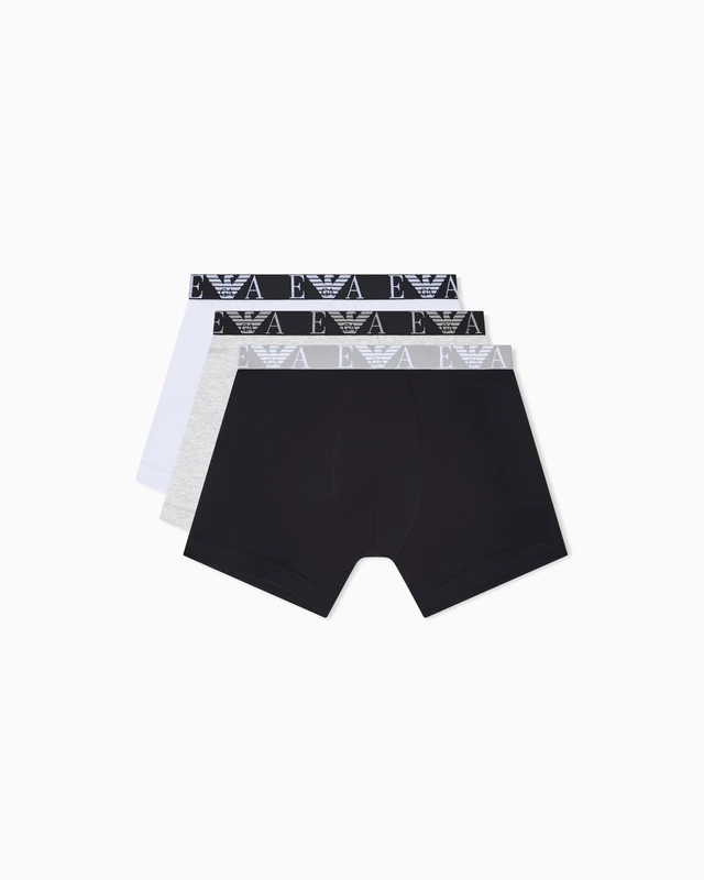 Emporio Armani Men's Bold Monogram 3-Pack Boxer Black M
