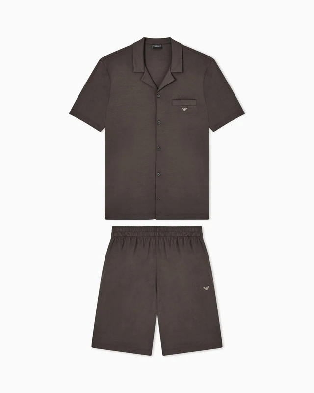 Emporio Armani Men's DELUXE SHIRT+SHORTS PYJAMA Grey L