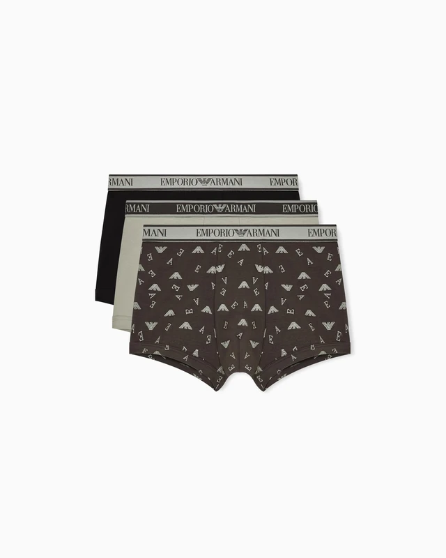 Emporio Armani Men's CORE Logoband 3-Pack Trunk Green L