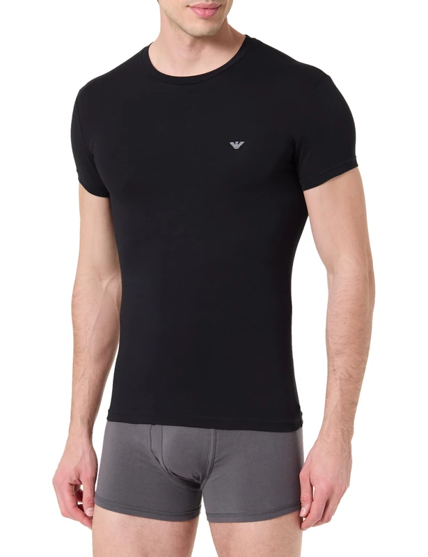 Men's Shiny Logoband Crew Neck T-Shirt Black S