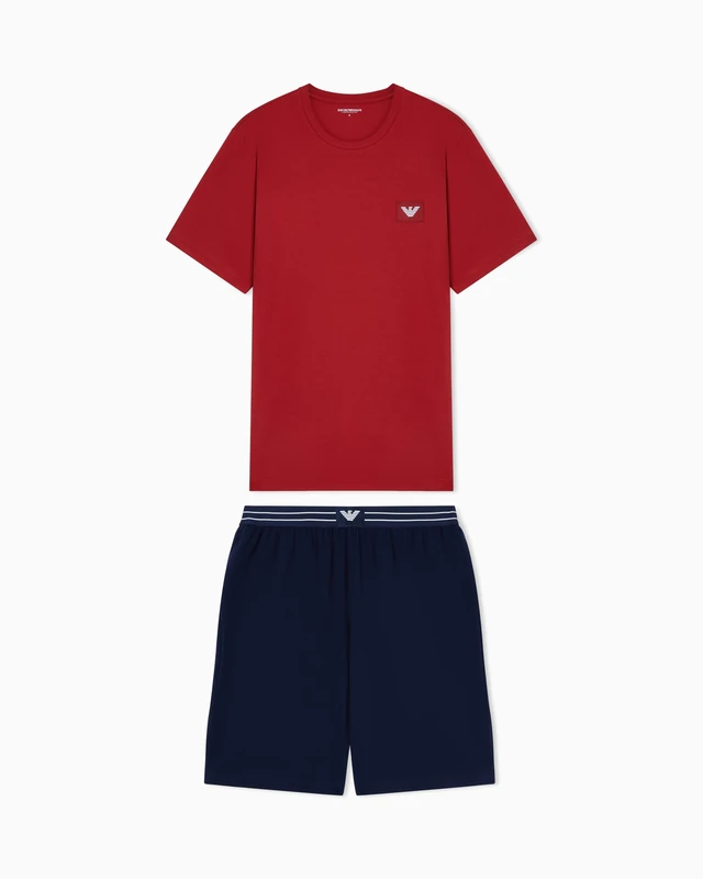Emporio Armani Men's LOGOLABEL T-SHIRT+SHORTS PYJAMA Red M