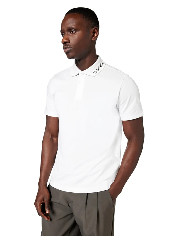 Emporio Armani Men's Embroidery Logo Polo White L
