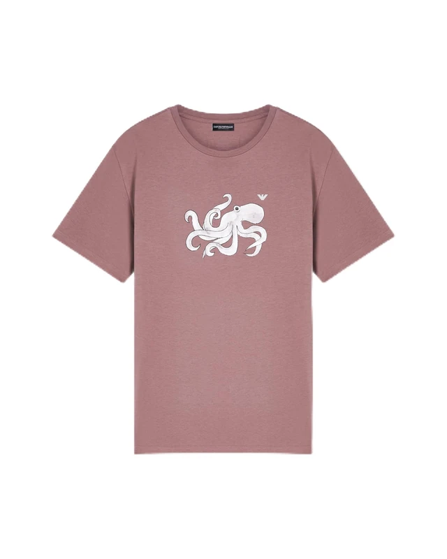 Men's Animals Print Crew Neck T-Shirt Violet XL